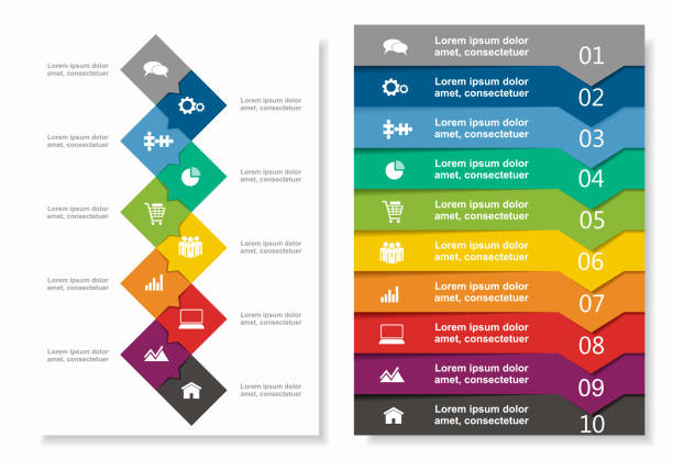 ilustraciones, imágenes clip art, dibujos animados e iconos de stock de plantilla de diseño infográfico con lugar para sus datos. ilustración vectorial. - número 10