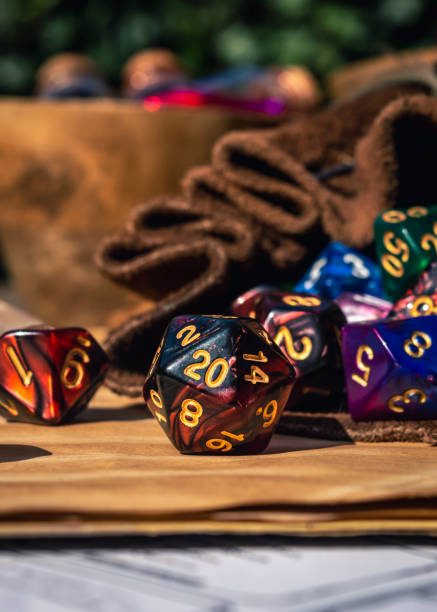 vertical Image of a set of rpg dice stock photo