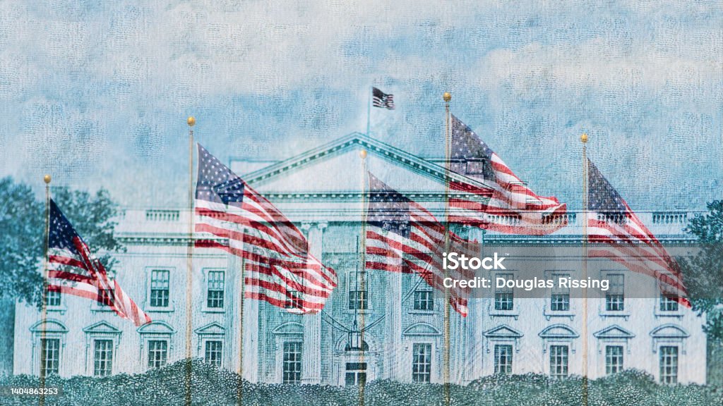 Lets Go Biden - White House Lets Go Biden - US Politics: White House & Flags American Culture Stock Photo
