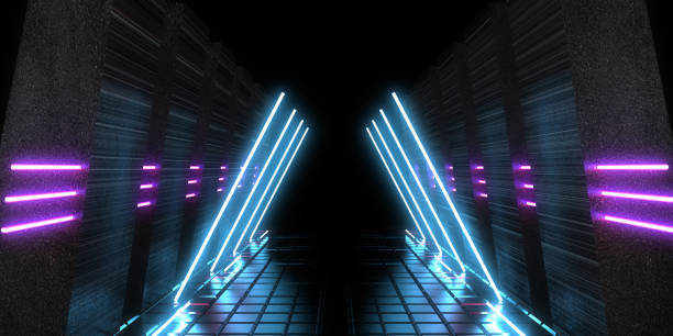 istock 3D abstract background with neon lights. neon tunnel  .space construction . .3d illustration 1404867207