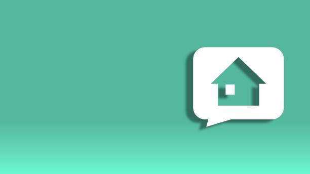 istock House building icon in speech bubble isolated on green background. 3D Rendering 1404873215