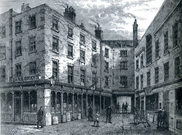 garraways coffee house, londyn anglia w 17 18 19 wieku - charles dickens stock illustrations