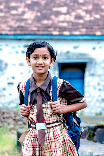 Indian Rural Girl Raday To Go School Dress Code School Uniform