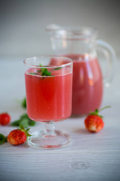 istock Cold summer strawberry kvass with mint in a glass 1404874550