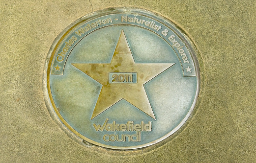 Wakefield Star on Walk of Fame.  This is in the centre of Wakefield, Yorkshire, England, UK on the pavement and is for Charles Waterton, Naturalist and explorer whose South American adventures inspired Charles Darwin and others.