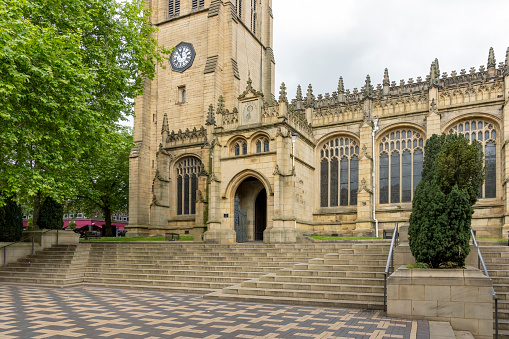 London, United Kingdom - January 13, 2018: Northern facade of the Westminster Abbey, gothic church and site for British royal coronations and weddings