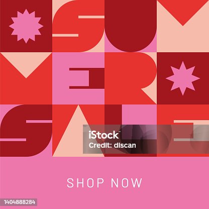 istock Summer Sale design template with geometric typography. 1404888284