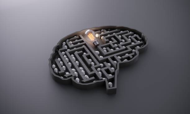 istock Big Idea Concept, lightbulbs in the maze-shaped brain 1404888454