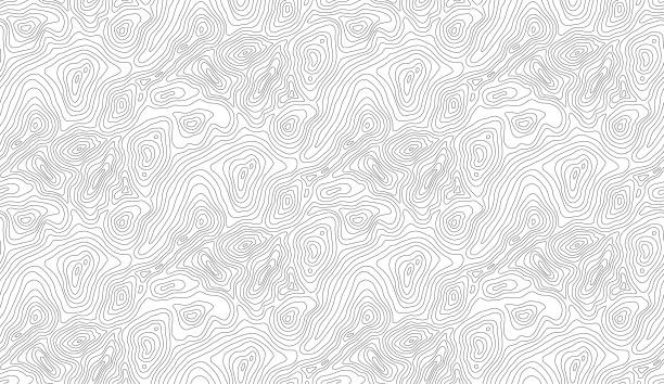 Mountain hiking trail over terrain. Contour background geographic grid. Seamless vector topographic map background. Line topography map seamless pattern Seamless vector topographic map background white on dark. Line topography map seamless pattern. Mountain hiking trail over terrain. Contour background geographic grid. topology stock illustrations