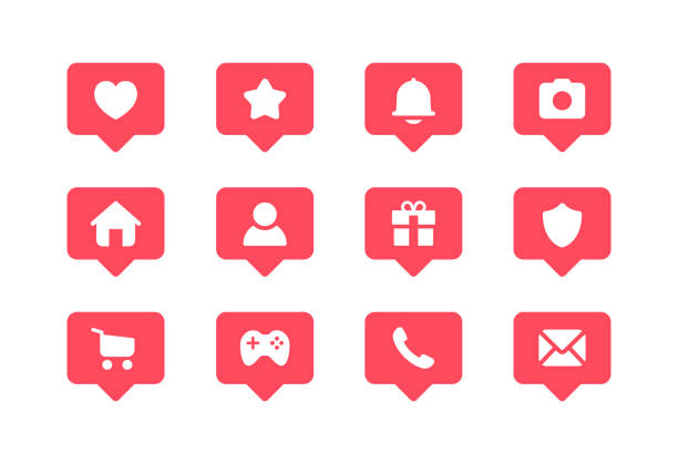 stockillustraties, clipart, cartoons en iconen met social media bubble notification icons - volgen activiteit