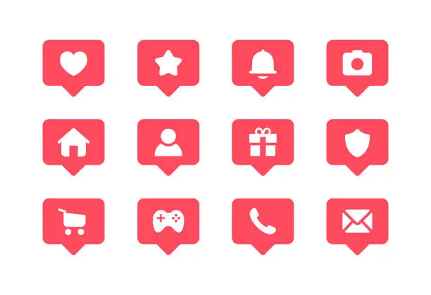 Vector illustration of Social Media Bubble Notification Icons