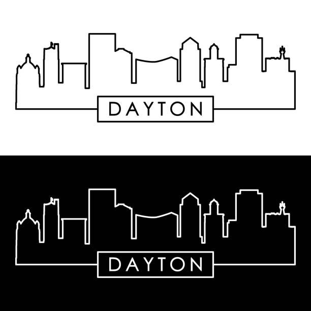 Dayton, OH skyline. Linear style. Editable vector file. Dayton, OH skyline. Linear style. Editable vector file. dayton ohio skyline stock illustrations