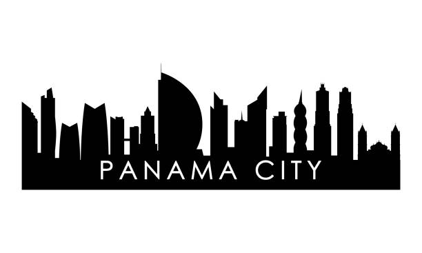 illustrazioni stock, clip art, cartoni animati e icone di tendenza di silhouette dello skyline di panama city. design nero di panama city isolato su sfondo bianco. - panama