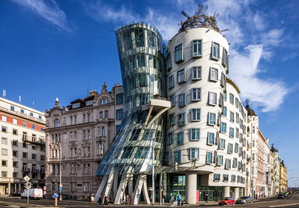 Prague, Dancing modern house Fred and Ginger Prague, Czech Republic - June 24, 2022: Prague, Dancing modern house Fred and Ginger unusual couple stock pictures, royalty-free photos & images