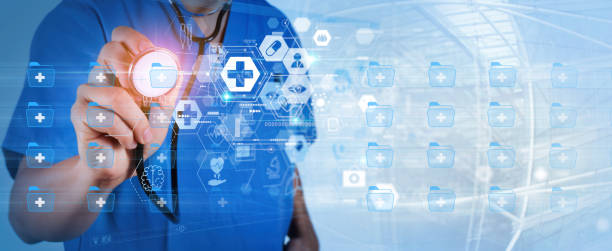 istock Doctor with virtual documents healthcare network connection concept.Science and medical innovation technology future sustainable smart services and solutions in global research networks. 1404909133