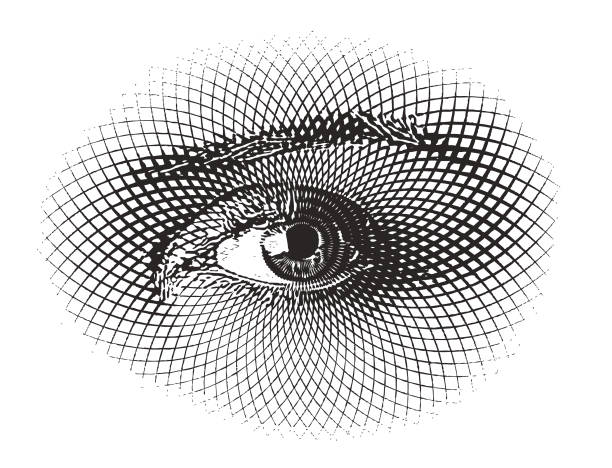 Security Eye Scan Vector Engraving of Security Eye Scan visual sense stock illustrations
