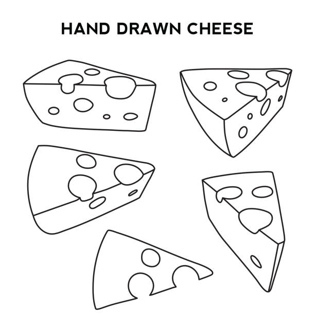 치즈 아이콘 세트. - cheese swiss cheese portion vector stock illustrations