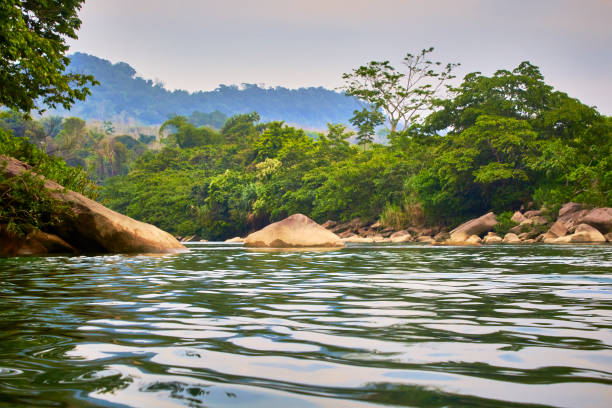 River with crystal clear turquoise water with mountains in the background and a tropical forest around the river filobobos de Martínez de la Torre Veracruz