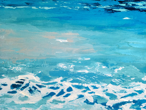 Contemporary ocean water abstract with textured acrylic paint