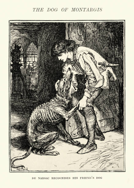 Young Man Rescuing A Starving Dog The Dog Of Montargis Victorian Animal  Stories Stock Illustration - Download Image Now - iStock