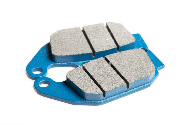 istock Motorcycle brake pads isolated on white background, close-up image 1404919670