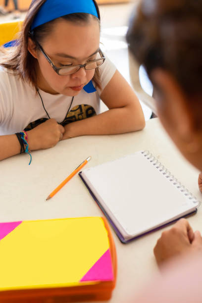 istock Woman with down syndrome in special education school 1404921887