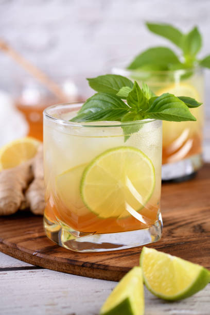 Honey ginger lemonade stock photo