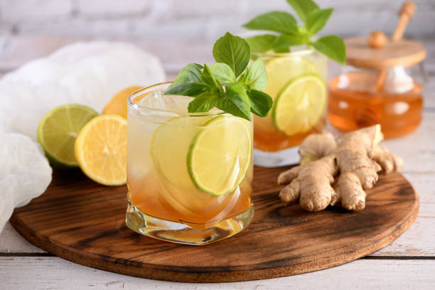 Honey ginger lemonade stock photo