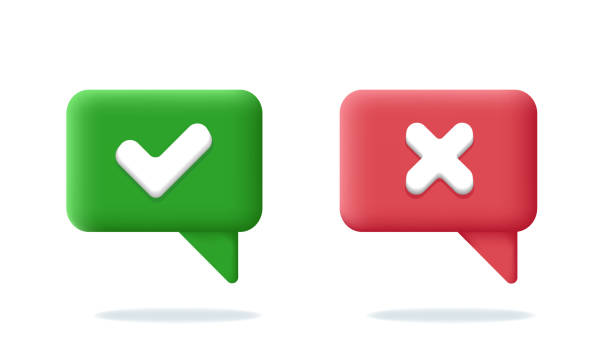 istock Green tick check mark and cross mark symbols icon 1404928415