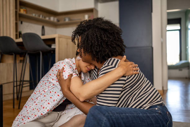 istock Two friends at home sharing a hard moment 1404928444