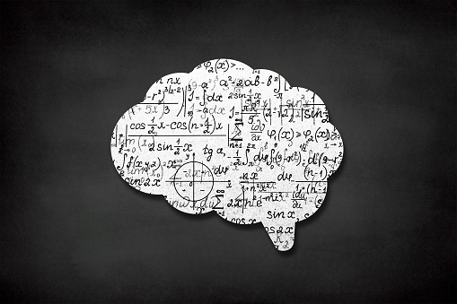 Math Brain Image Human Brain With Mathematical Seamless Pattern On Chalkboard Stock ...