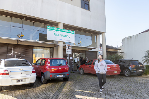 Caxias do Sul, Rio Grande do Sul, Brazil - Jun 20th, 2022: Facade of Rio Branco neighborhood Community Health Center