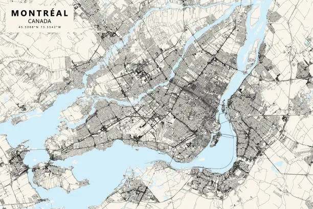 Vector illustration of Montreal, Quebec, Canada Vector Map