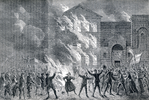 it was stormed by a mob during the Gordon riots in June 1780. The building was gutted by fire, and the walls badly damaged.