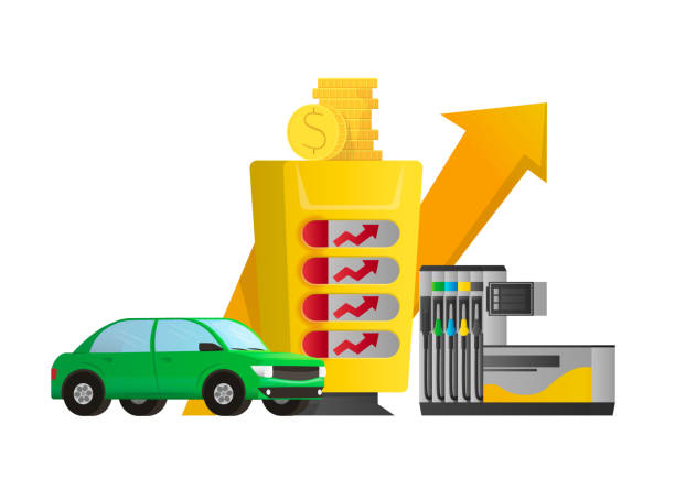 istock gas station, car and a scoreboard with an Arrow 1404935102