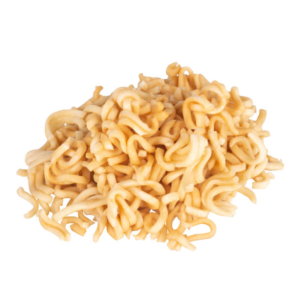 instant noodles isolated on white background pile