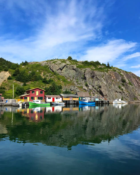 istock Fishing village against blue sky 1404937361