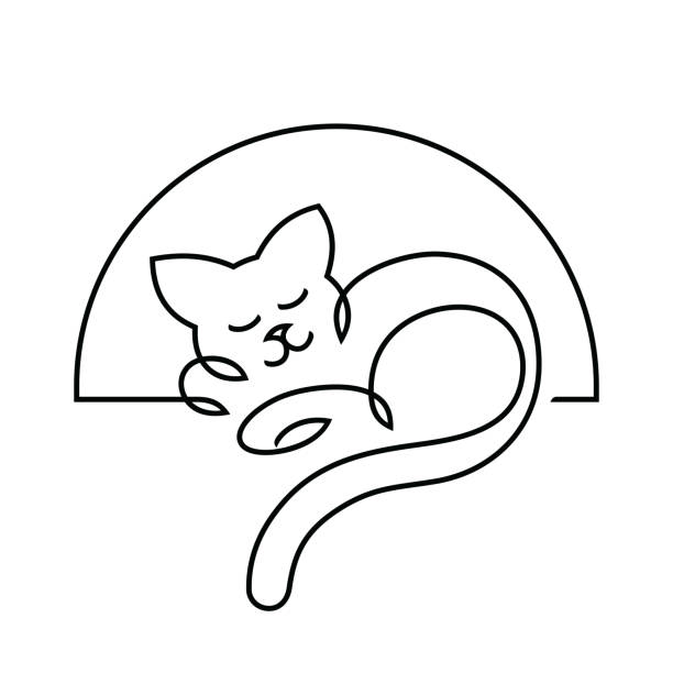 ilustrações de stock, clip art, desenhos animados e ícones de cat outline silhouette character mascot - comic book animal pets kitten