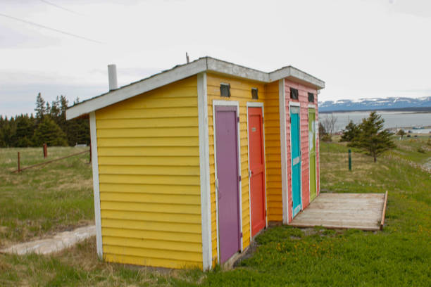 istock Colourful outhouses along a hike in Cows Head Newfoundland 1404938477