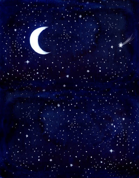 ilustrações de stock, clip art, desenhos animados e ícones de starry night - painted image night abstract backgrounds