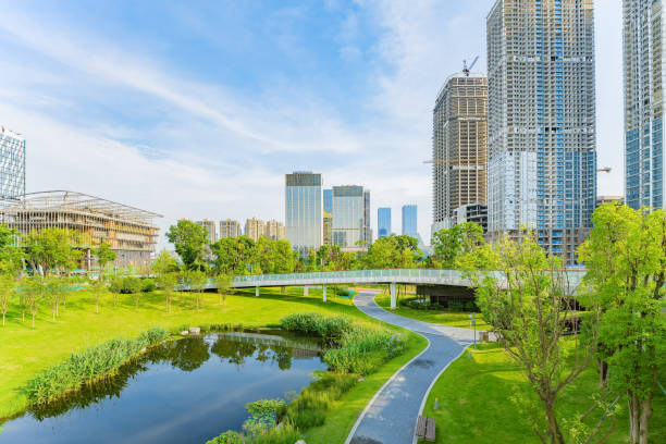 istock Sunny world Chengdu riverside Financial City 1404939666
