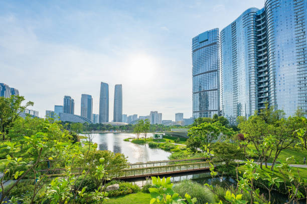 istock Sunny world Chengdu riverside Financial City 1404939667