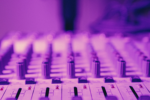 Sound mixer control panel.