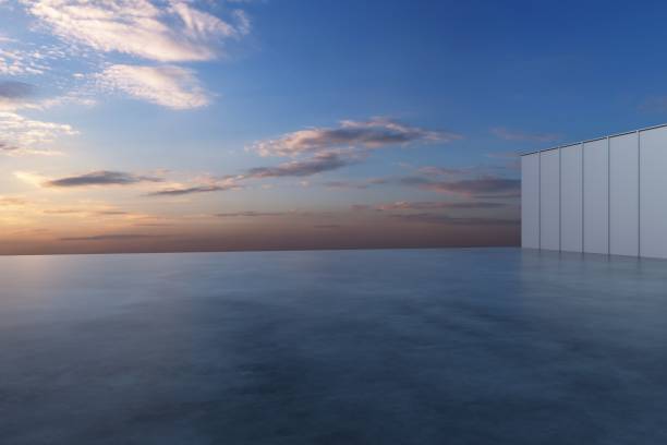 3d render of futuristic architecture background with empty concrete floor, car presentation.