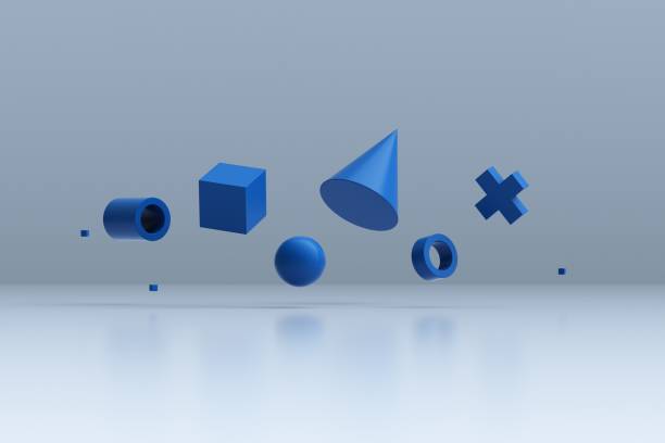 istock 3d render of blue geometric shapes. 1404956699
