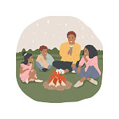istock Scary campfire stories isolated cartoon vector illustration. 1404958157