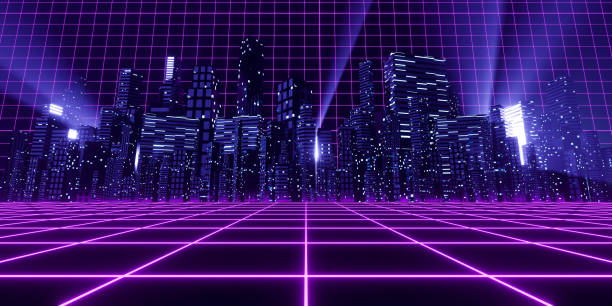 istock Futuristic city in virtual reality world. 1404965200