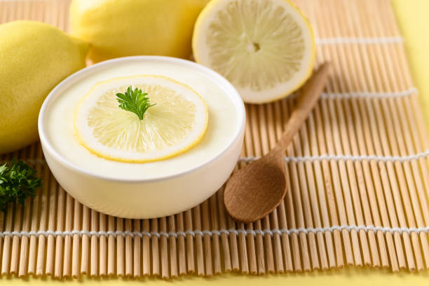 istock Lemon yogurt in bowl, Healthy eating 1404969238