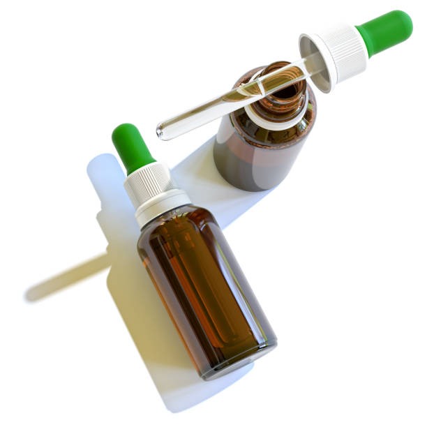 istock 3D Herbal medicine or aromatherapy dropper bottles isolated on white background 1404970117