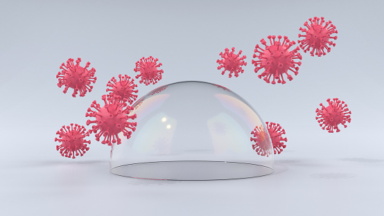 Protective Dome with Viruses. Viral Diseases Prevention Concept